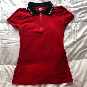 Red Polo Shirt w/ Zipper Detail